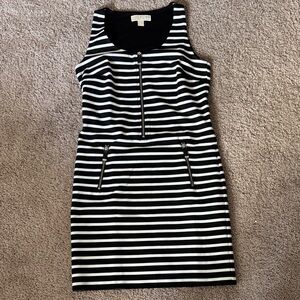 MICHAEL Michael Kors Black and White Striped Mini Dress